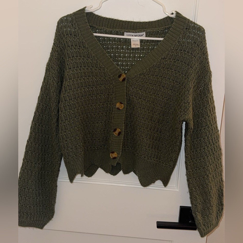 Cotton Emporium Olive Button-Up Cardigan